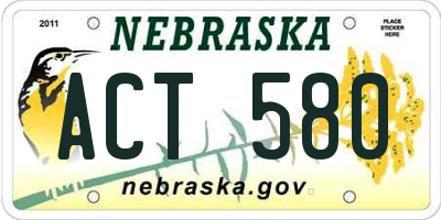 NE license plate ACT580