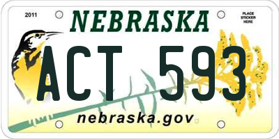 NE license plate ACT593