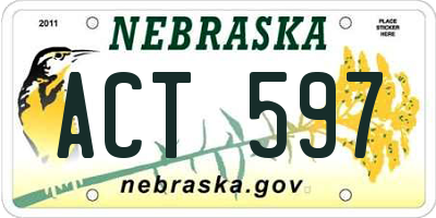 NE license plate ACT597