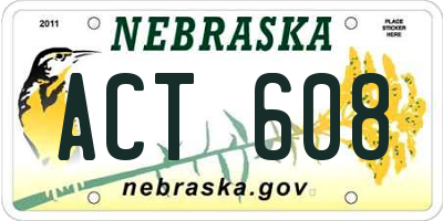 NE license plate ACT608