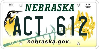 NE license plate ACT612