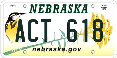 NE license plate ACT618