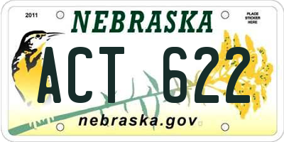 NE license plate ACT622