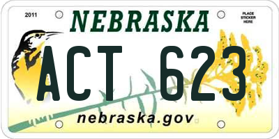 NE license plate ACT623