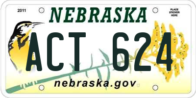 NE license plate ACT624