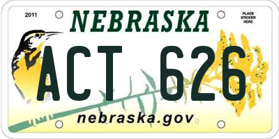 NE license plate ACT626