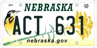 NE license plate ACT631