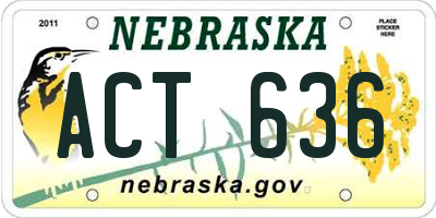 NE license plate ACT636