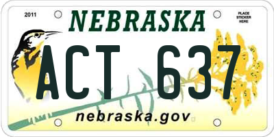 NE license plate ACT637
