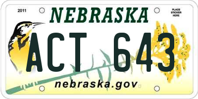 NE license plate ACT643