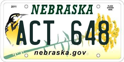 NE license plate ACT648