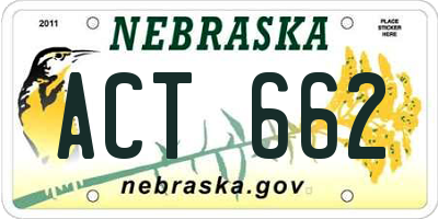 NE license plate ACT662