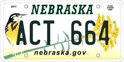 NE license plate ACT664
