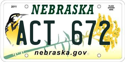 NE license plate ACT672