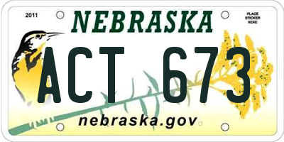 NE license plate ACT673