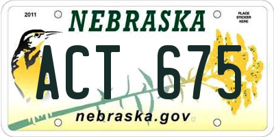 NE license plate ACT675