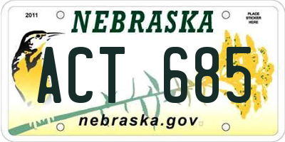 NE license plate ACT685