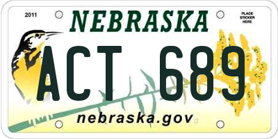 NE license plate ACT689