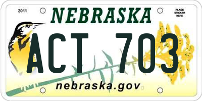 NE license plate ACT703