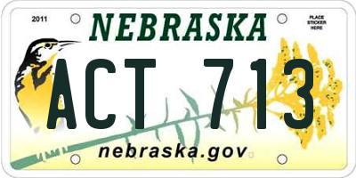 NE license plate ACT713