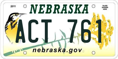 NE license plate ACT761