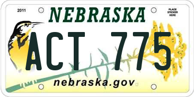 NE license plate ACT775