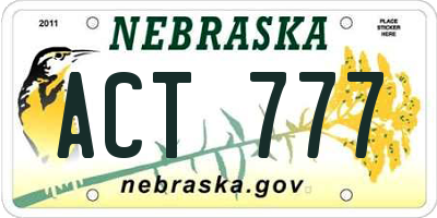 NE license plate ACT777