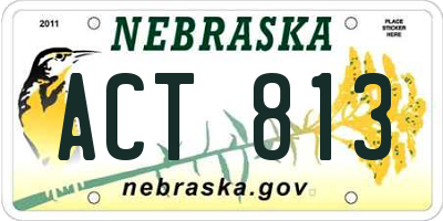 NE license plate ACT813