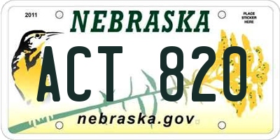 NE license plate ACT820