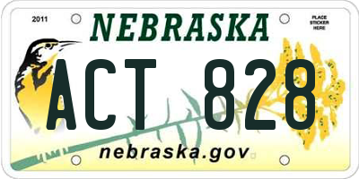 NE license plate ACT828