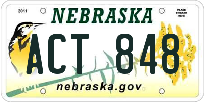 NE license plate ACT848