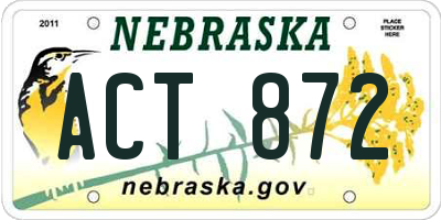 NE license plate ACT872