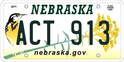 NE license plate ACT913