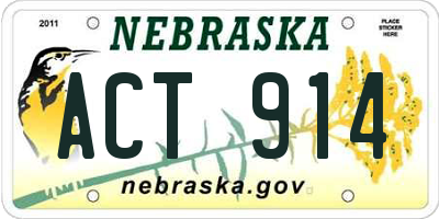 NE license plate ACT914