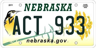 NE license plate ACT933