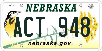 NE license plate ACT948