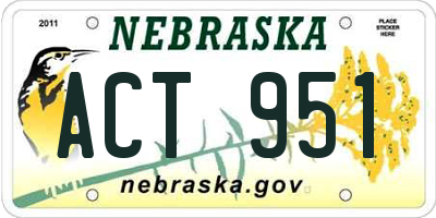 NE license plate ACT951