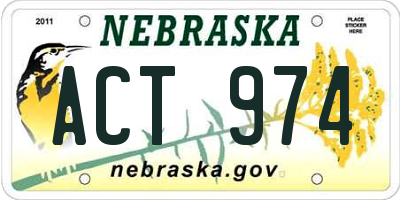 NE license plate ACT974