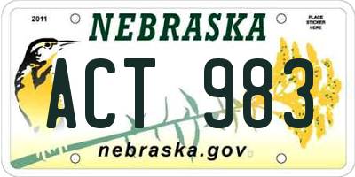 NE license plate ACT983