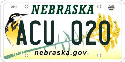 NE license plate ACU020