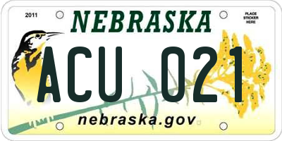 NE license plate ACU021
