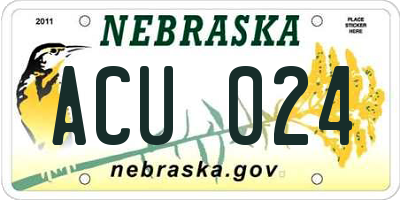 NE license plate ACU024