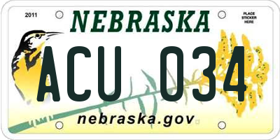 NE license plate ACU034