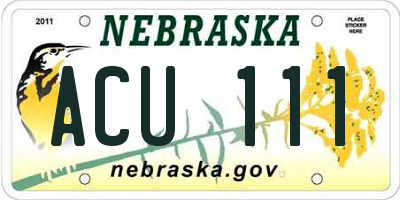 NE license plate ACU111