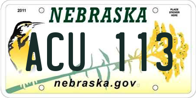 NE license plate ACU113