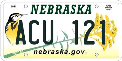 NE license plate ACU121