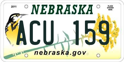 NE license plate ACU159