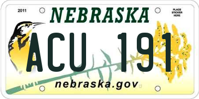 NE license plate ACU191