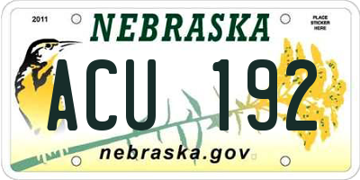 NE license plate ACU192