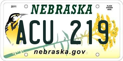NE license plate ACU219